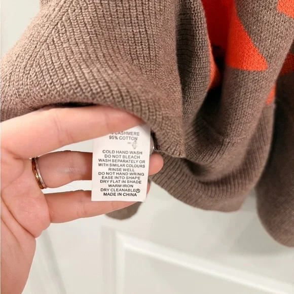 Salmon and Taupe Abstract Sweater Poncho (xs/s) - Picture 7 of 7